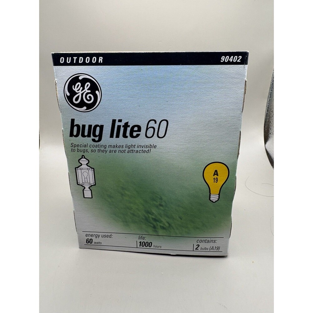 GE BUG LITE  LIGHT YELLOW 60 WATT Bulb 2 Pack